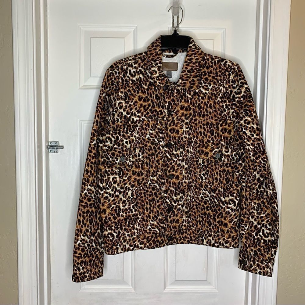 ASOS Design Denim Jacket in Leopard Print Size M - Picture 2 of 14
